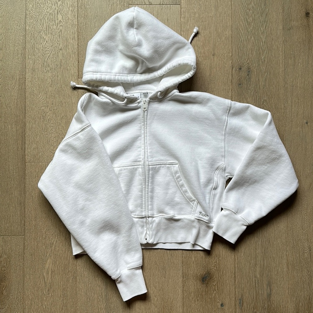 Aritzia White Boyfriend Boxy Hoodie Sweatshirt